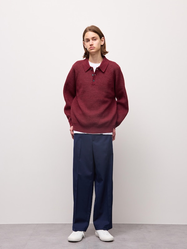 Rib Stitched Polo Sweater | MN