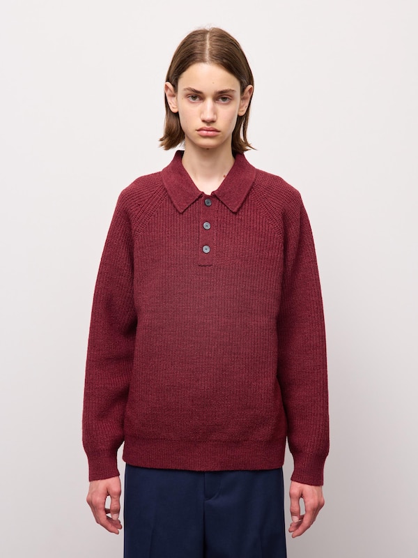 Rib Stitched Polo Sweater | MN