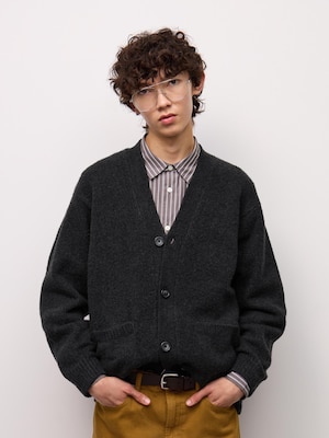 Puffy Touch Knit V Neck Cardigan | CL