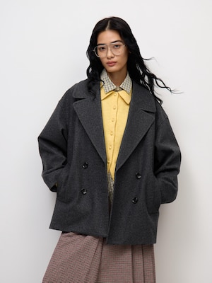 COZY MELTON Cocoon Pea Coat | CL