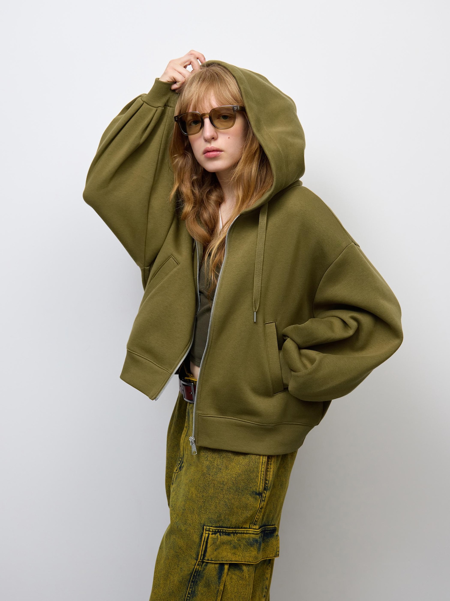 Women's Sweat Balloon Sleeve Full-Zip Hoodie | UL | GU US