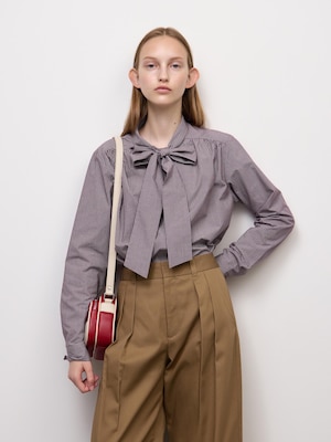 Bow Tie Checked Blouse | CL