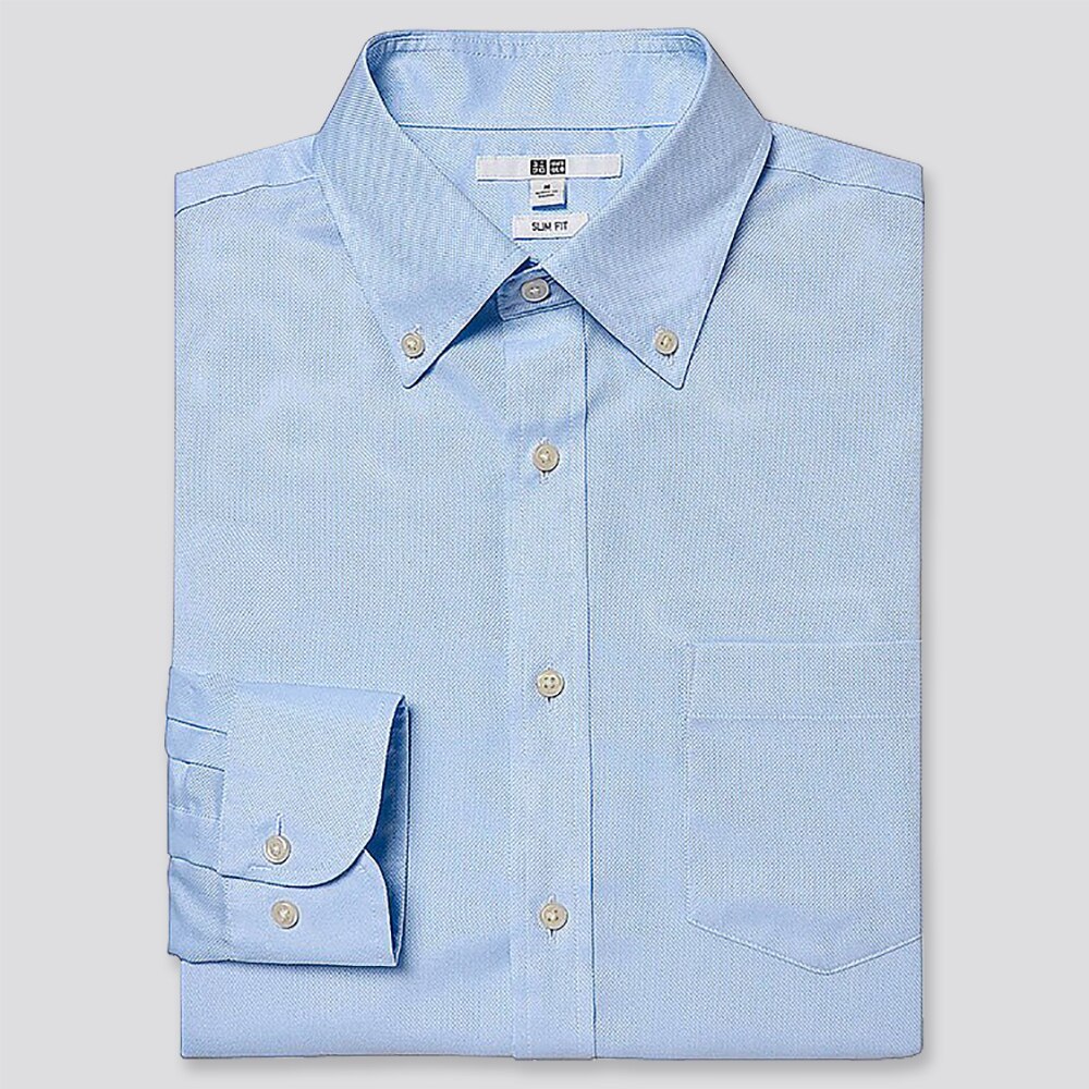 ファインクロスストレッチスリムフィットオックスフォードシャツ ボタンダウンカラー Sサイズ 長袖 Men ユニクロ