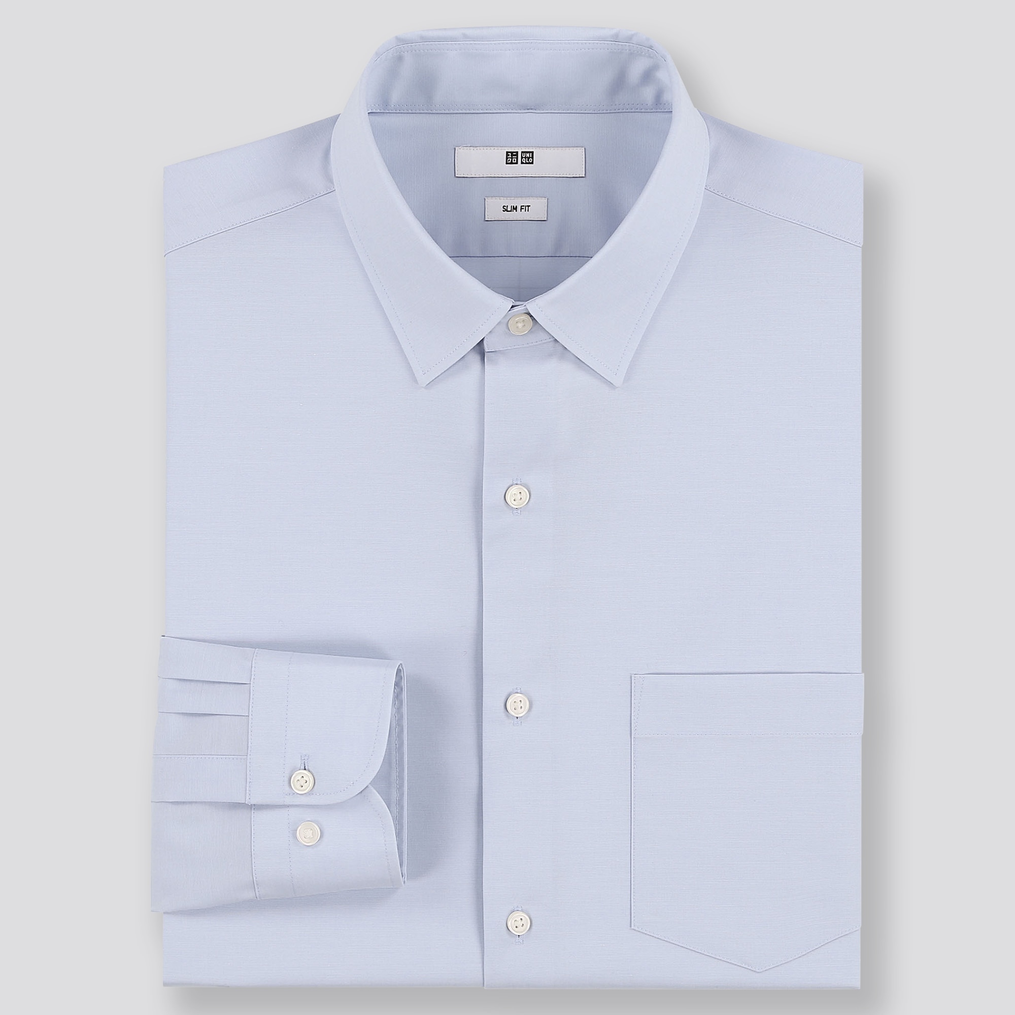 ファインクロスストレッチスリムフィットブロードシャツ（レギュラーカラー・Sサイズ・長袖）