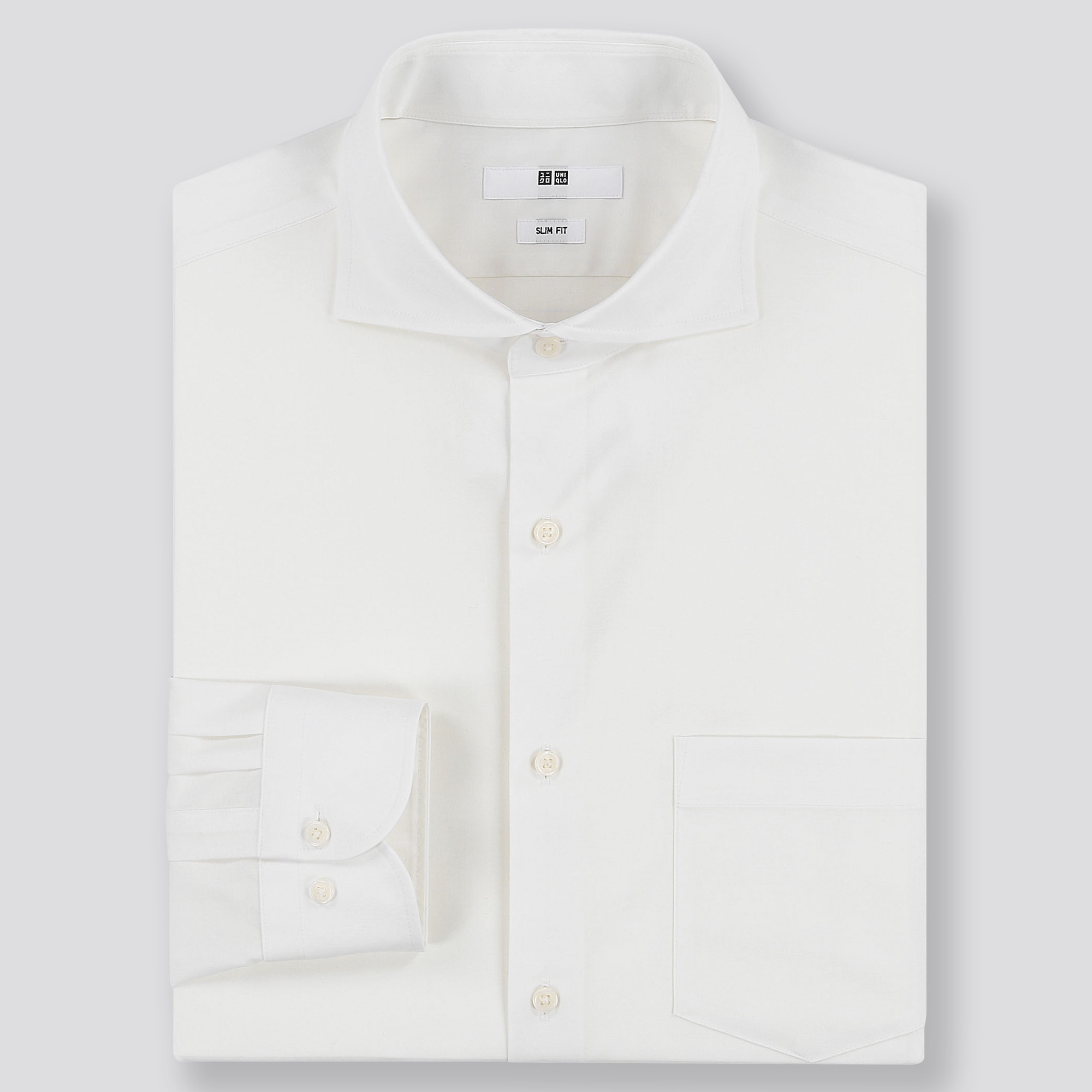 ユニクロ公式 | ファインクロスストレッチスリムフィットブロードシャツ（カッタウェイカラー・XLサイズ・長袖）