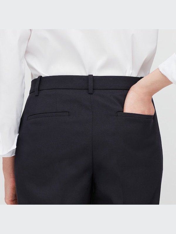 ストレッチテーパードアンクルパンツ（無地・ストライプ・股下66cm）