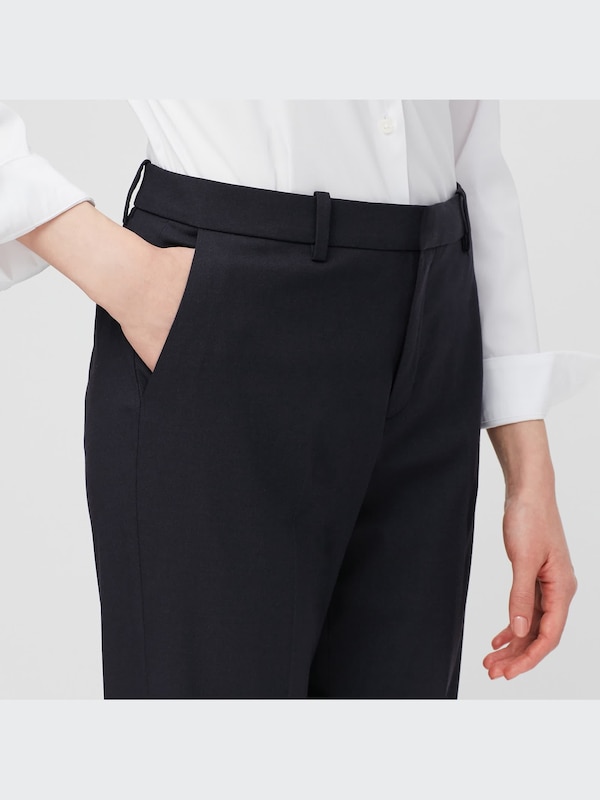 ストレッチテーパードアンクルパンツ（無地・ストライプ・股下66cm）