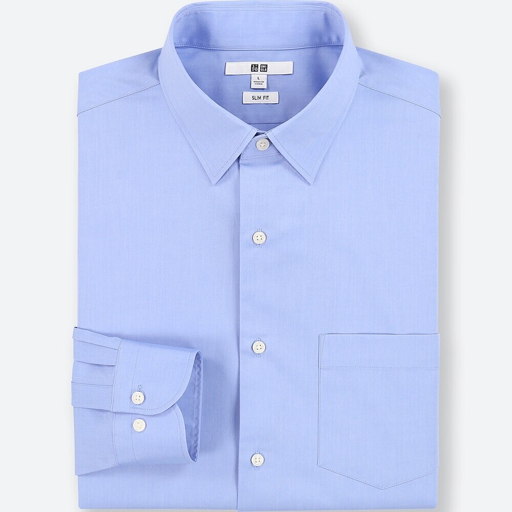 Fine Cross Stretch Slim Fit Broad Shirt (Regular Color / Long Sleeve)