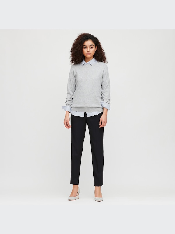 ストレッチテーパードアンクルパンツ（無地・ストライプ・股下72cm）