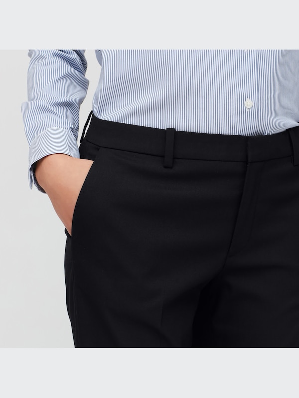 ストレッチテーパードアンクルパンツ（無地・ストライプ・股下72cm）