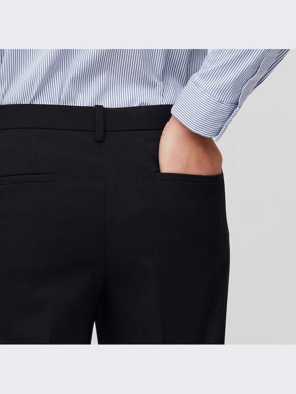 ストレッチテーパードアンクルパンツ（無地・ストライプ・股下72cm）