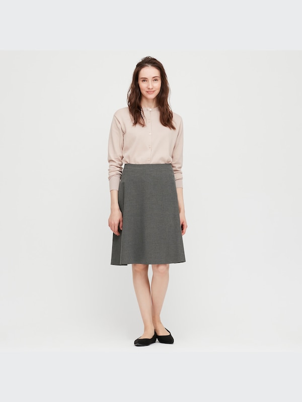 ストレッチフレアスカート（無地・ストライプ・ミドル丈・55～57cm）