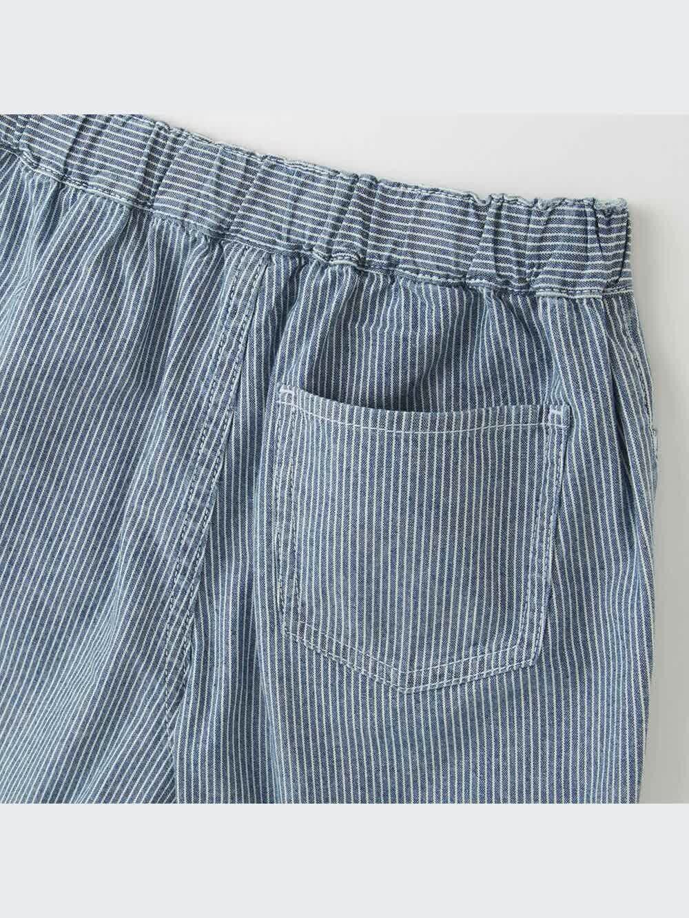 45R ショートパンツ ヒッコリー ストライプ イージーパンツ M 配色ドロストヒッコリーショートパンツ