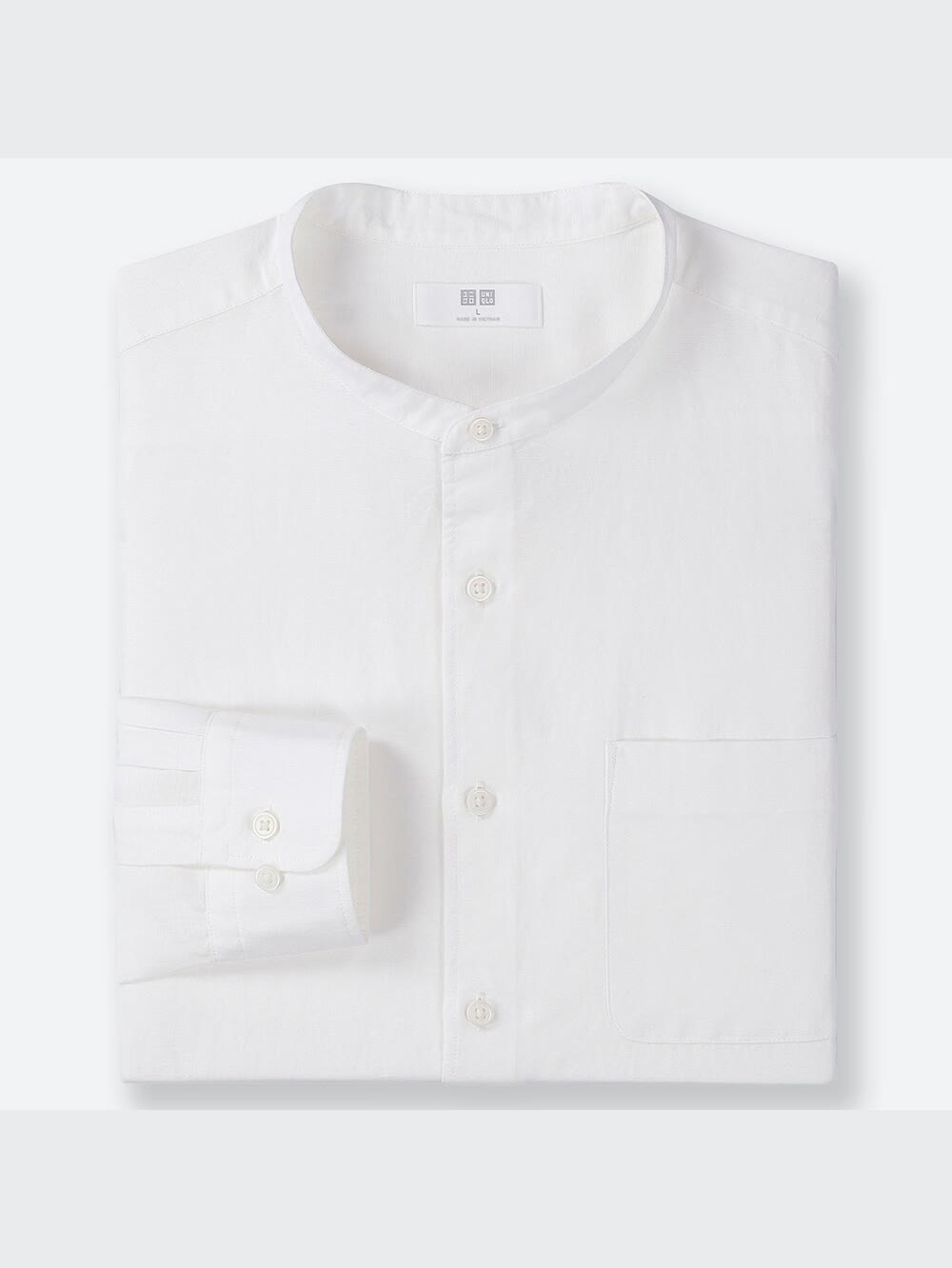 屏風　本式　C ユニクロ公式 | リネンコットンスタンドカラーシャツ（長袖）