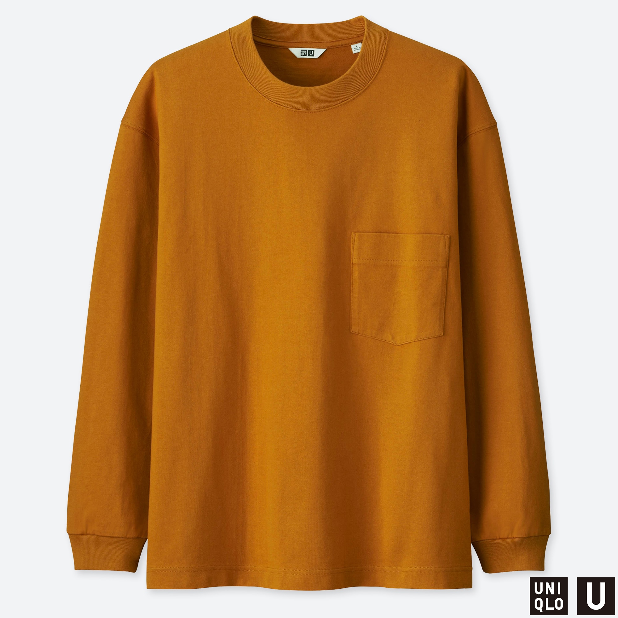 ユニクロU クルーネックT 長袖 オレンジ - Tシャツ