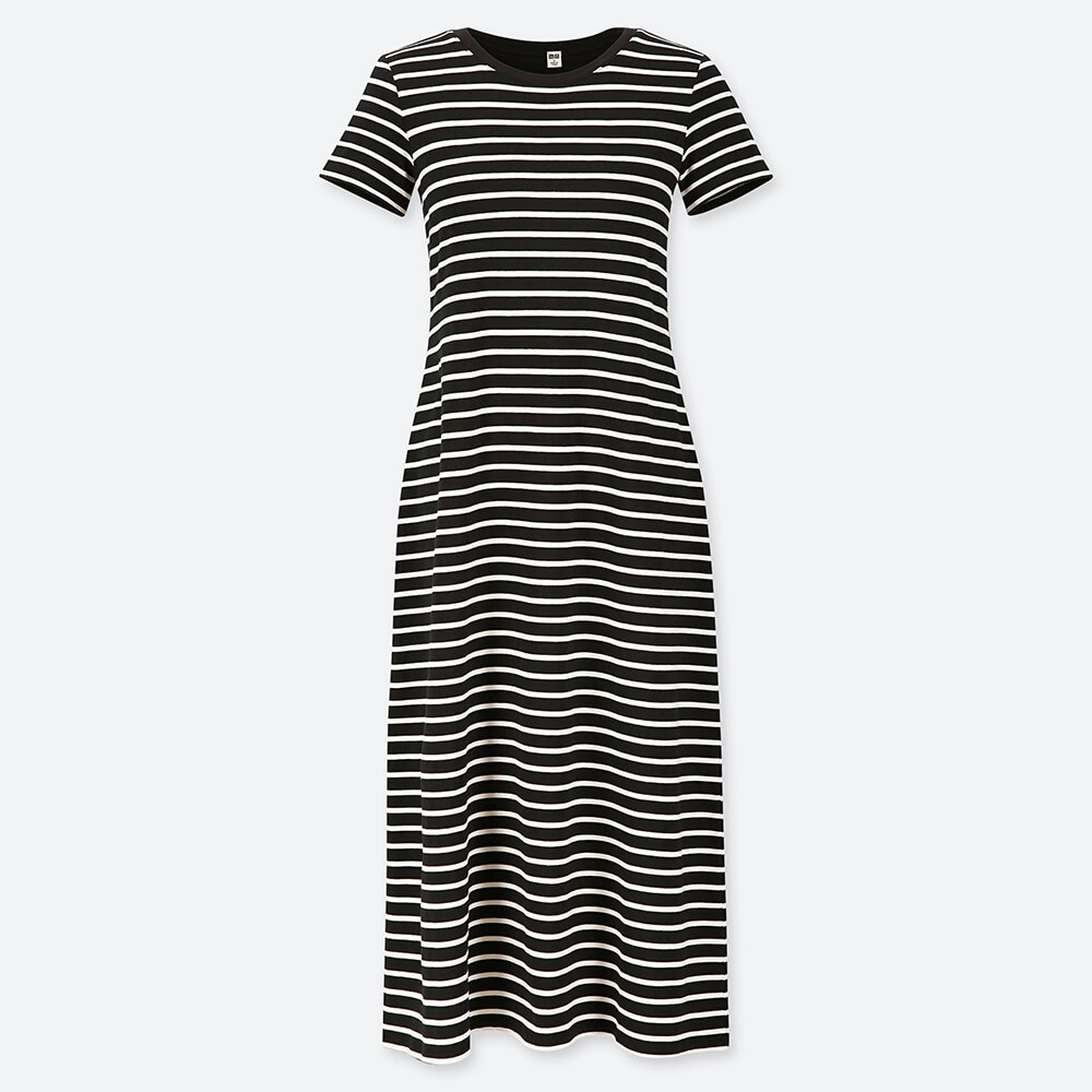 Uniqloのボーダーロングブラワンピース 半袖 Stylehint