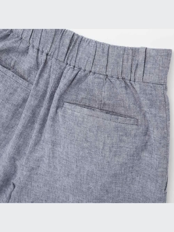 ベルテッドリネンコットンワイド�ストレートパンツ（丈長め73cm）