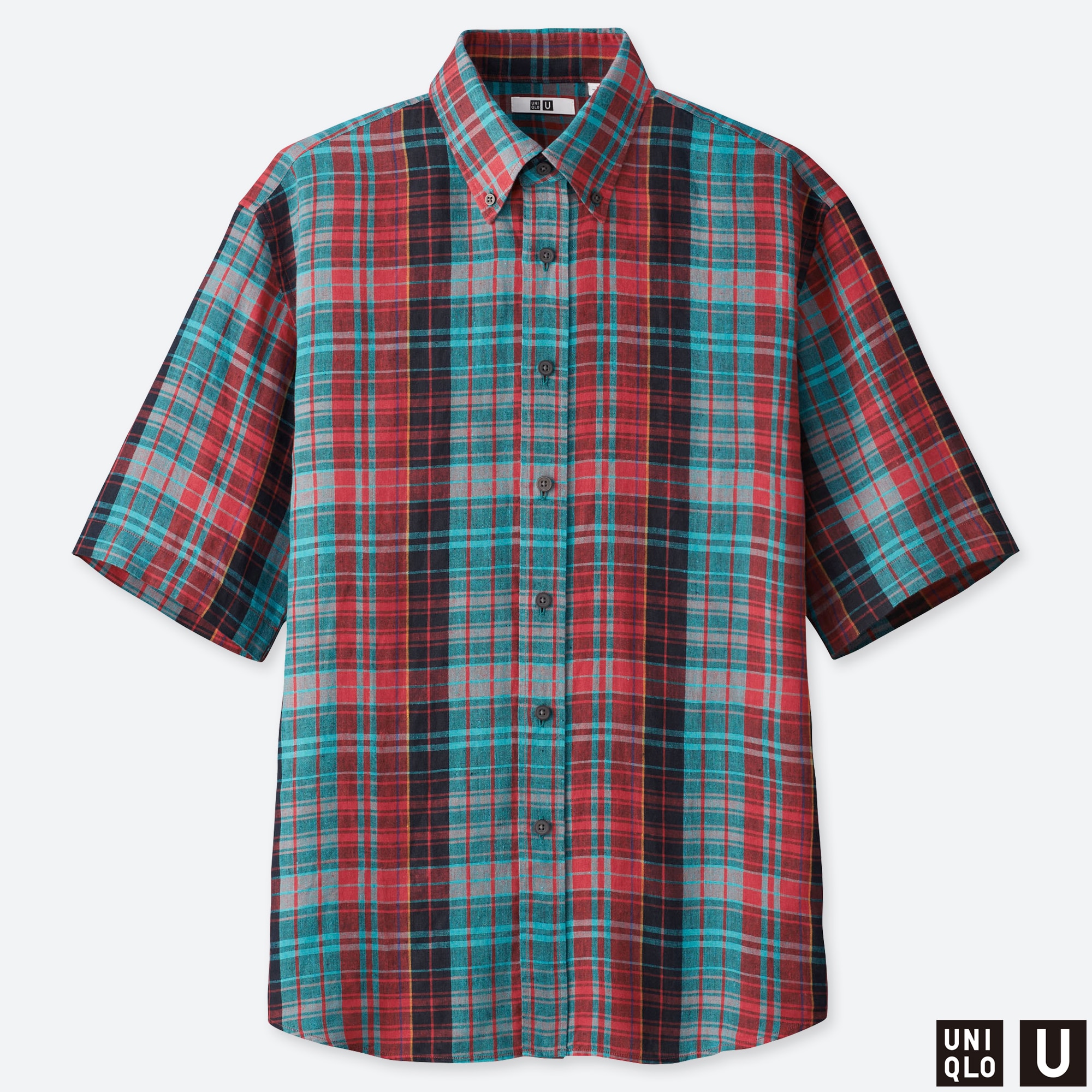 ユニクロ公式 | プレミアムリネンワイドフィットチェックシャツ（半袖）