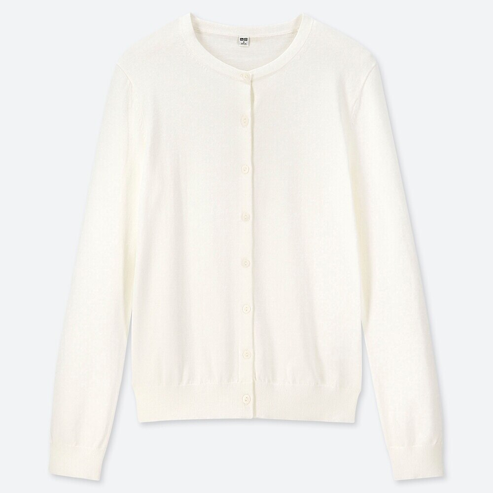 Uvカットスーピマコットンクルーネックカーディガン 長袖 Women ユニクロ