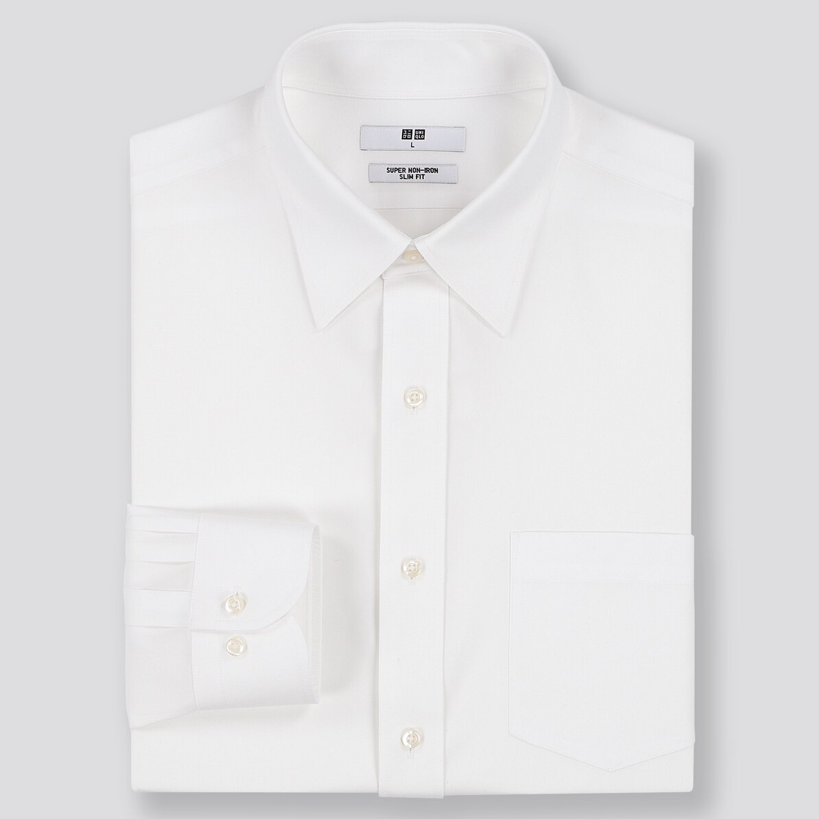 スーパーノンアイロンスリムフィットシャツ レギュラーカラー Lサイズ 長袖 Men ユニクロ