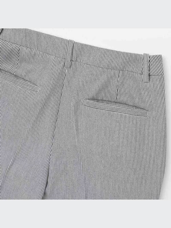 イージーケアストレッチクロップドパンツ（ストライプ・丈長め65cm）