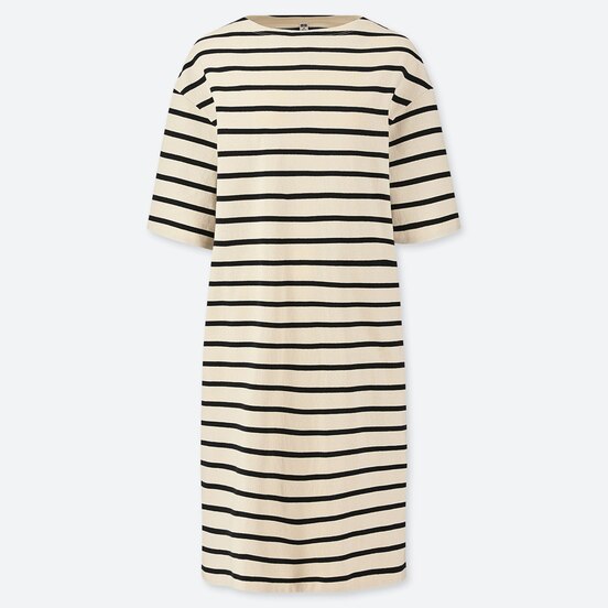 ボーダーボートネックワンピース 5分袖 Women ユニクロ