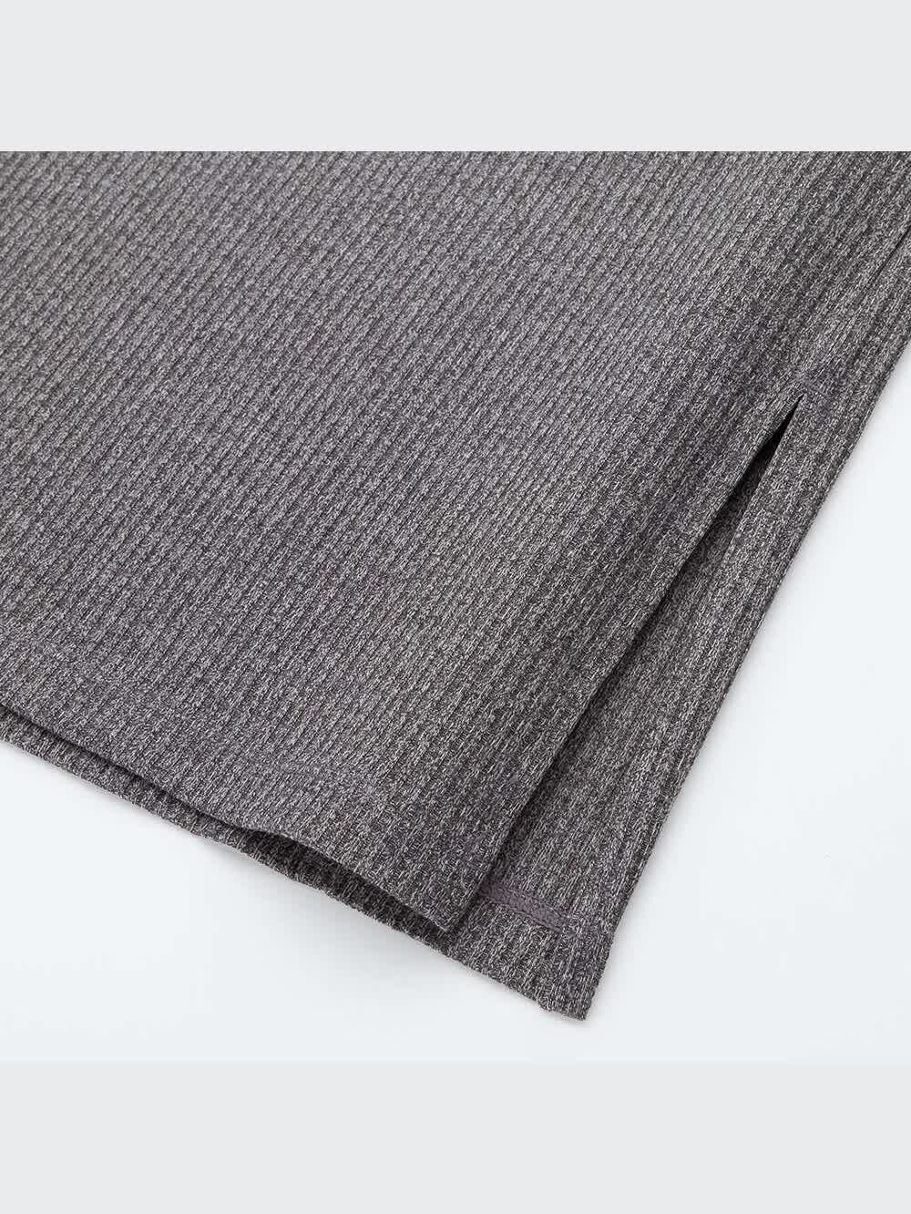 新品　リブドロワRIVEDROITE ５部袖Uネック　リブワンピース　サイズ40 着痩せ◎】ゴブソデUネックリブワンピース | RIVE DROITE