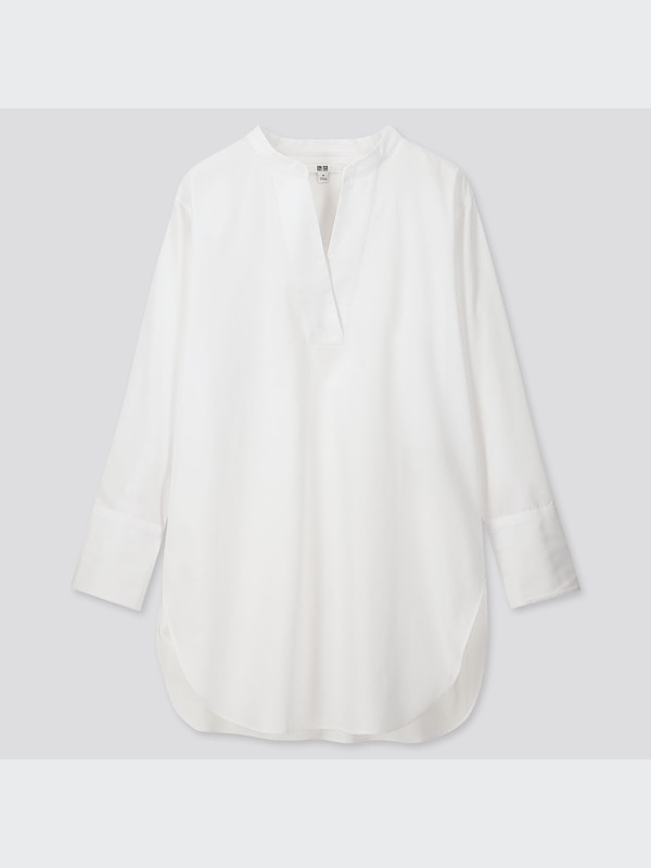 エクストラファインコットンVネックロングシャツ（長袖）