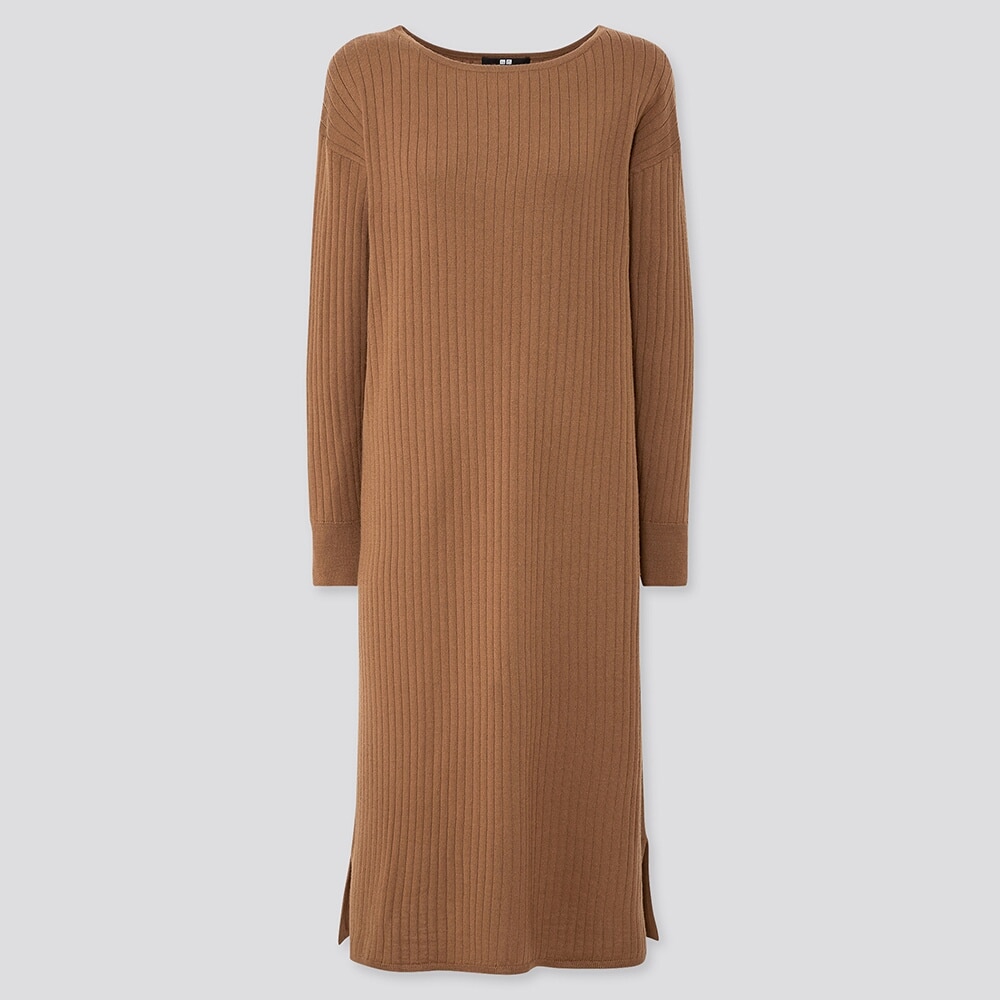 Uniqloのメリノブレンドボートネックワンピース 長袖 Stylehint
