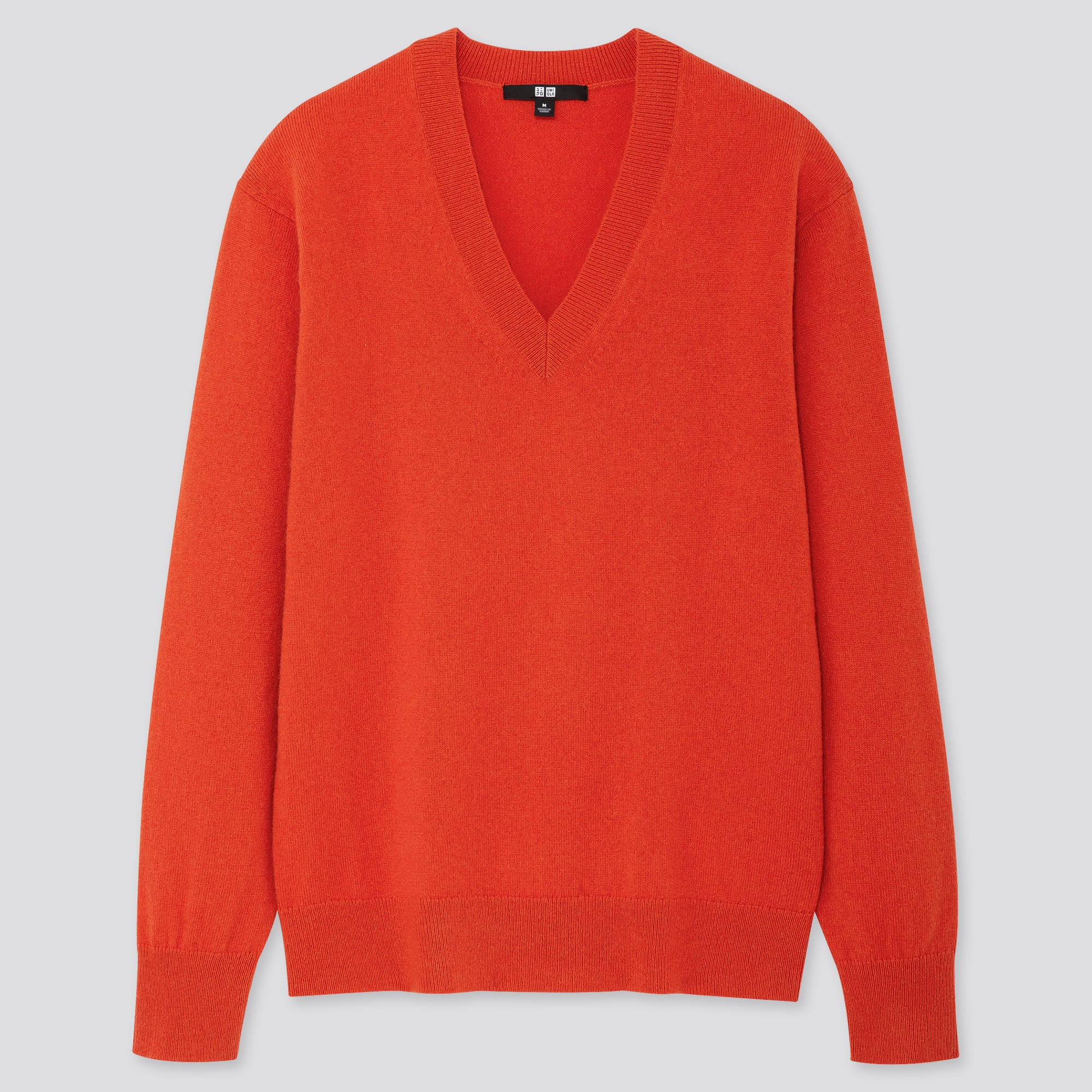 正規 ユニクロ カシミア100% メンズ Vネック セーター Ｌ オレンジ 美
