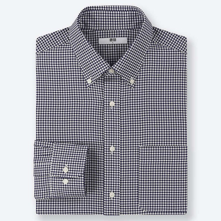 ファインクロスチェックシャツ ボタンダウンカラー 長袖 Men ユニクロ