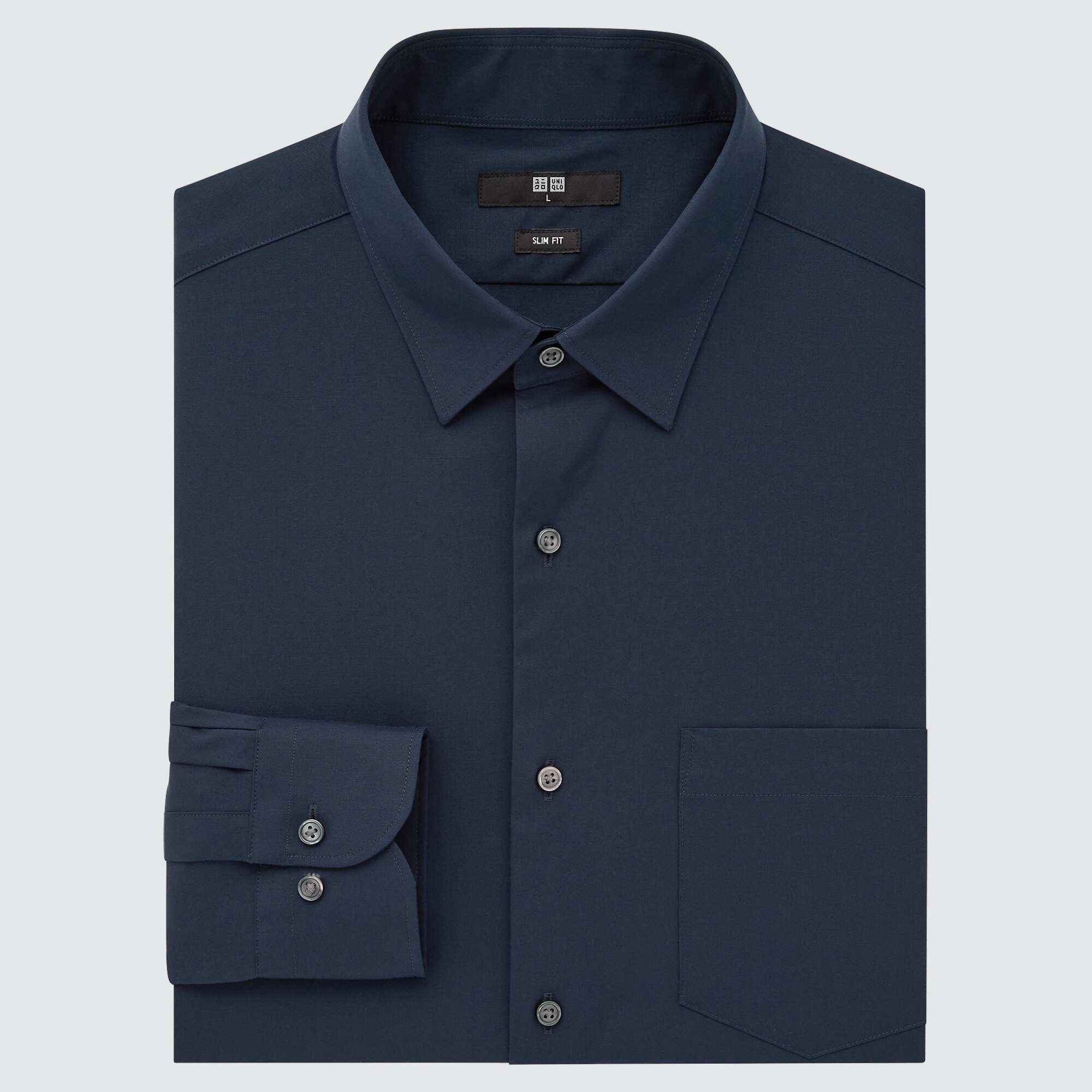 ユニクロ公式 ファインクロスストレッチスリムフィットブロードシャツ レギュラーカラー 長袖