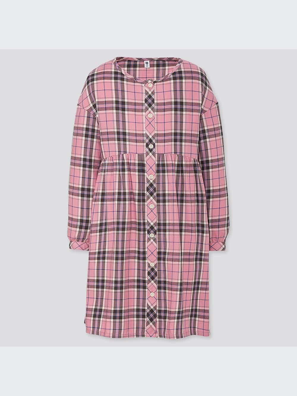 ユニクロ公式 | GIRLS フランネルチェックワンピース（長袖）