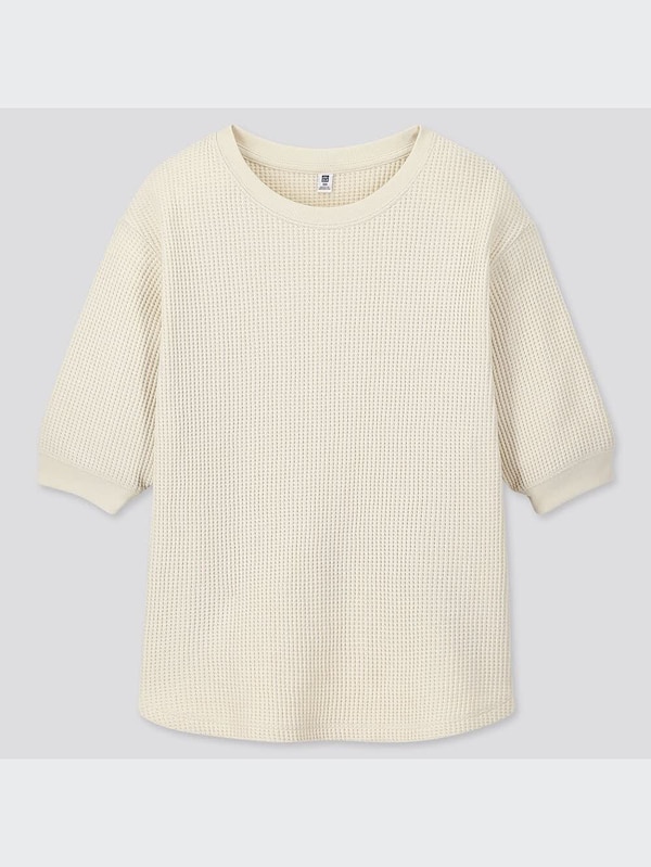 GIRLS ワッフルクルーネックT（5分袖）