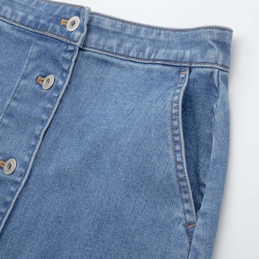 デニムフロントボタンミディスカート 丈短め69 71cm Women ユニクロ デニムフロントボタンミディスカート 丈短め69 71cm Women ユニクロ