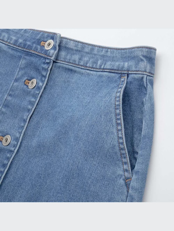 デニムフロントボタンミディスカート（丈短め69～71cm）