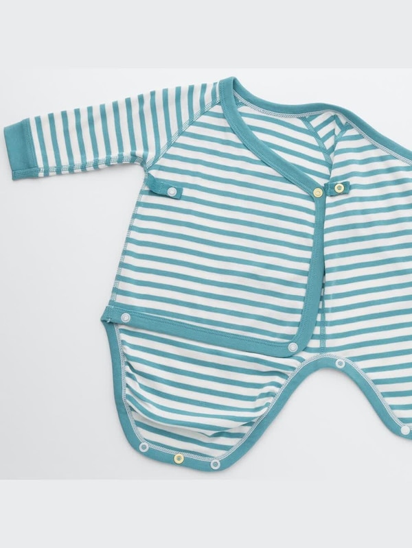 クルーネックボディ（ボーダー・長袖・前開き・2枚組）