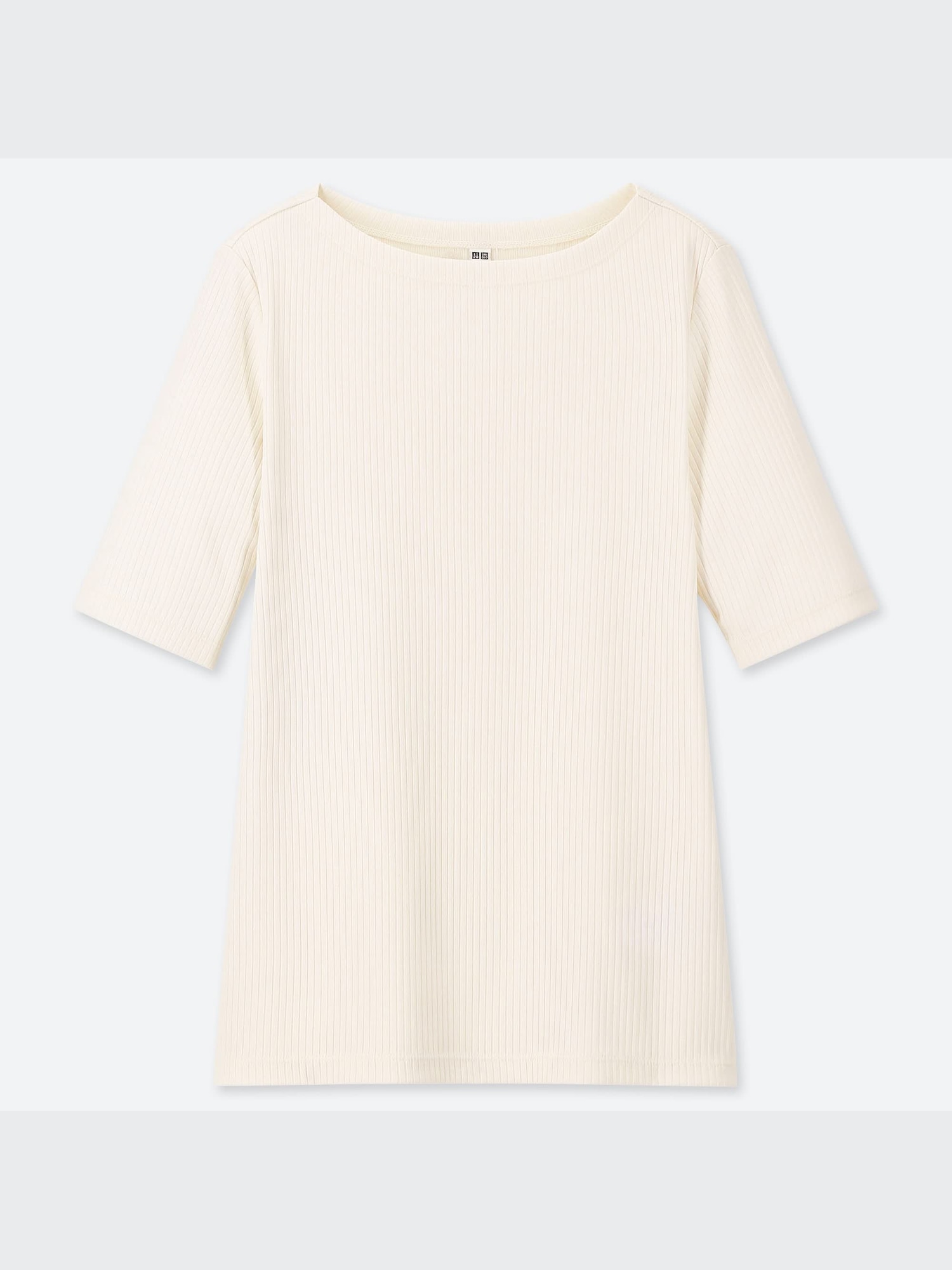 新品　UNIQLOユニクロ　クルーネックT　ミニT　リブボートネック ユニクロ公式 | リブボートネックT（5分袖）(レディース)