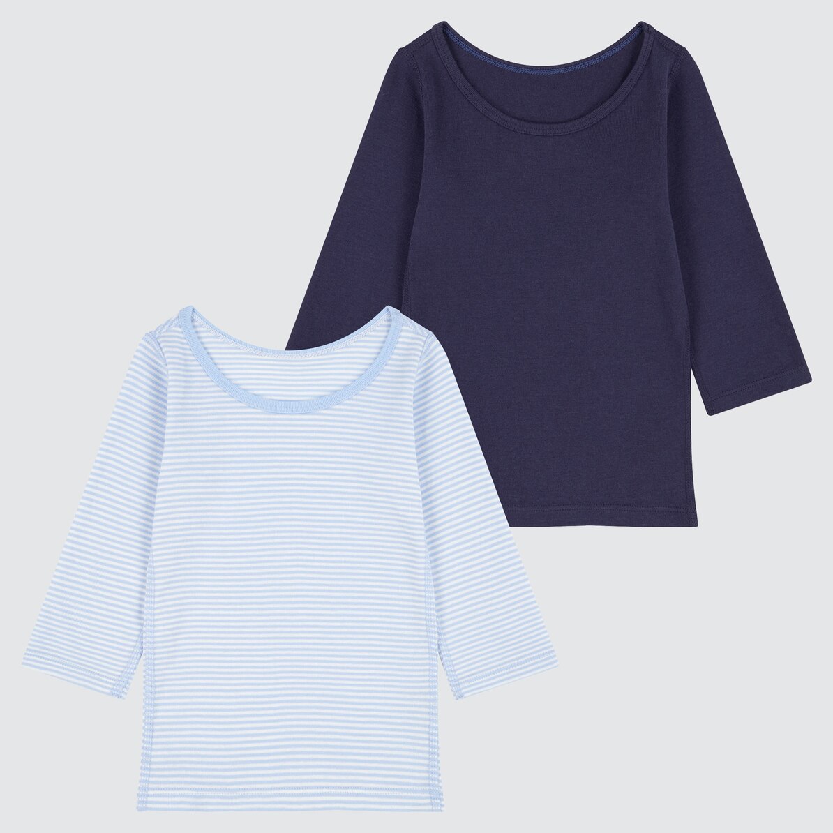 コットンフライスインナーt ボーダー 長袖 2枚組 Baby ユニクロ