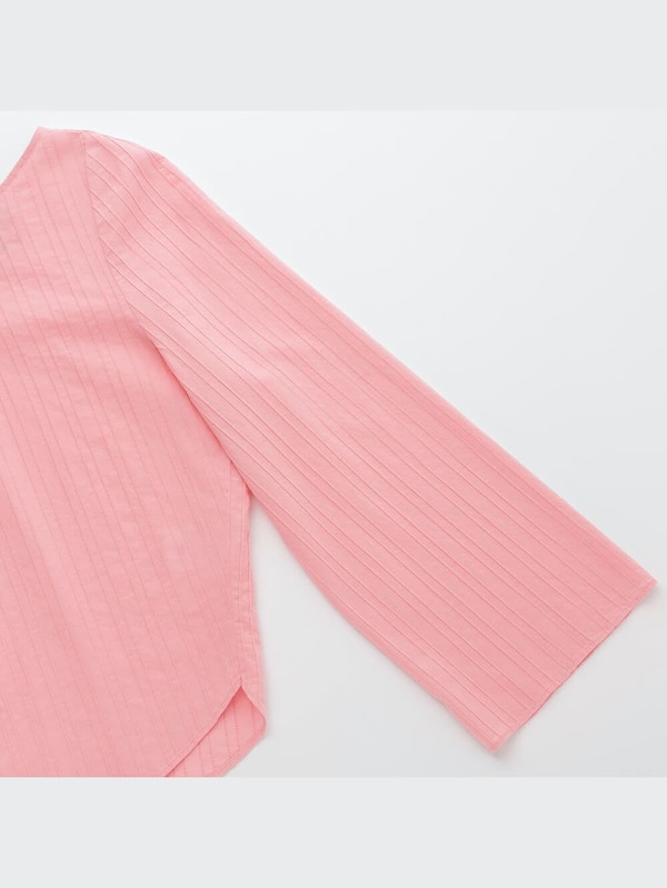 Vネックフレアスリーブブラウス（長袖）