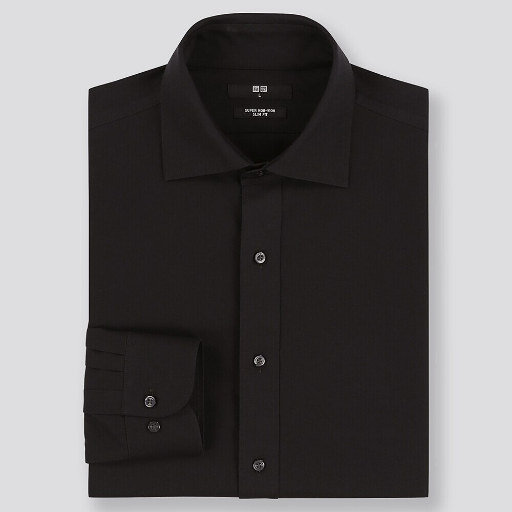 スーパーノンアイロンスリムフィットシャツ セミワイドカラー 長袖 ポケットなし Men ユニクロ