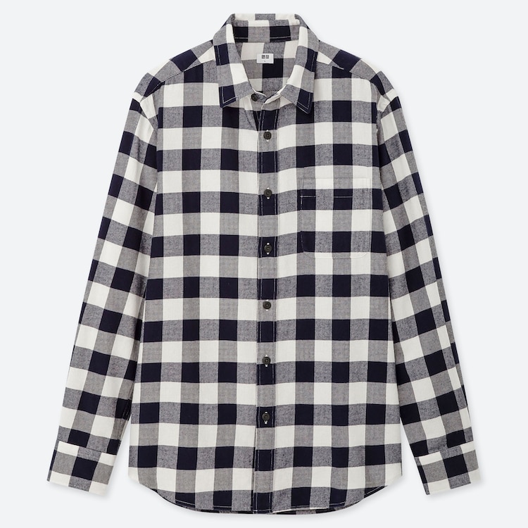 ユニクロ公式 フランネルチェックシャツ（レギュラーカラー・長袖）