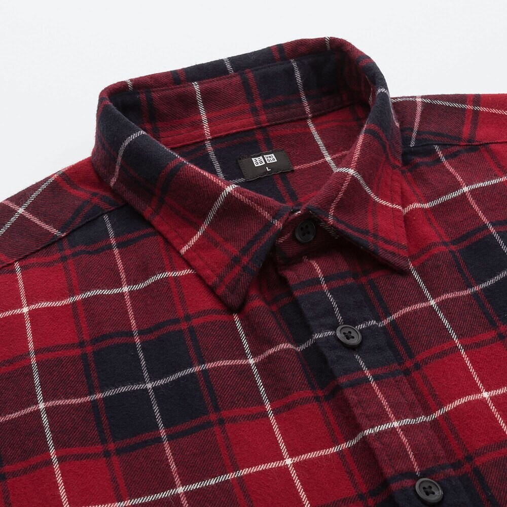 フランネルチェックシャツ レギュラーカラー 長袖 Men ユニクロ