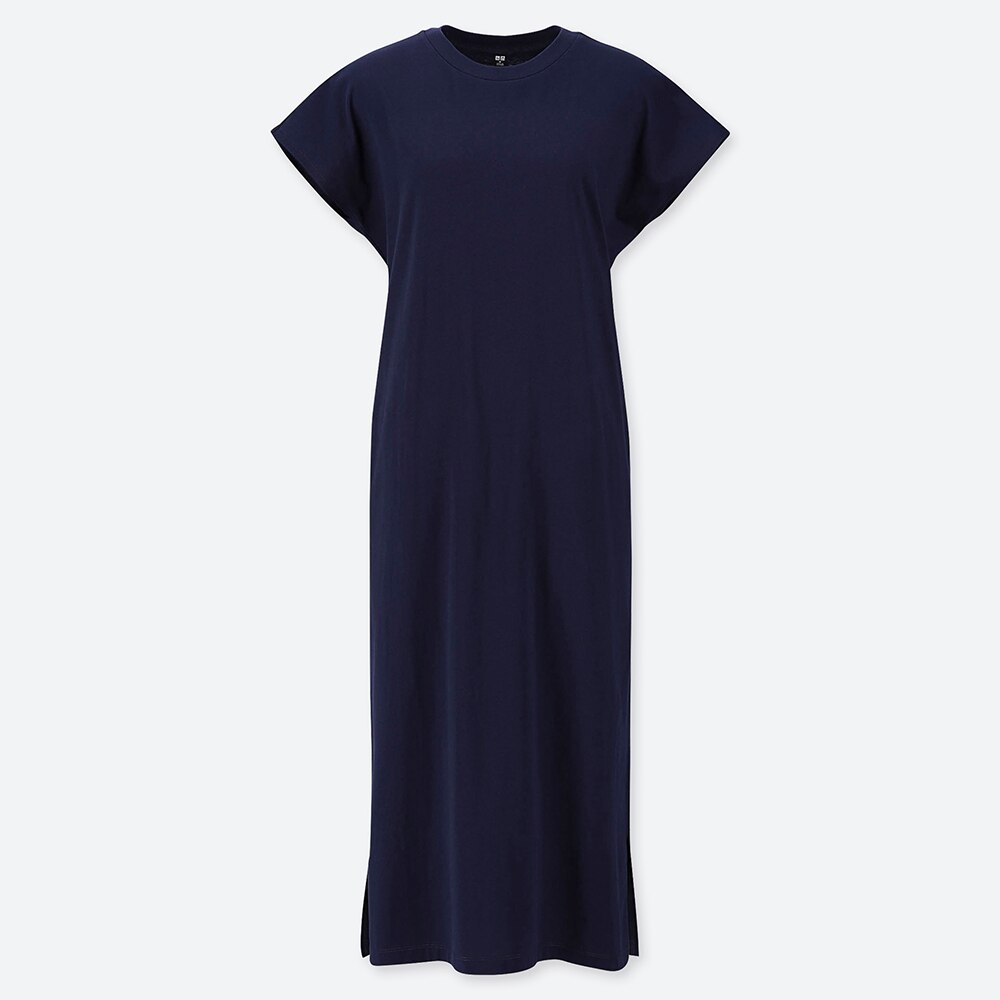 Uniqloのコットンスリットロングワンピース 半袖 Stylehint