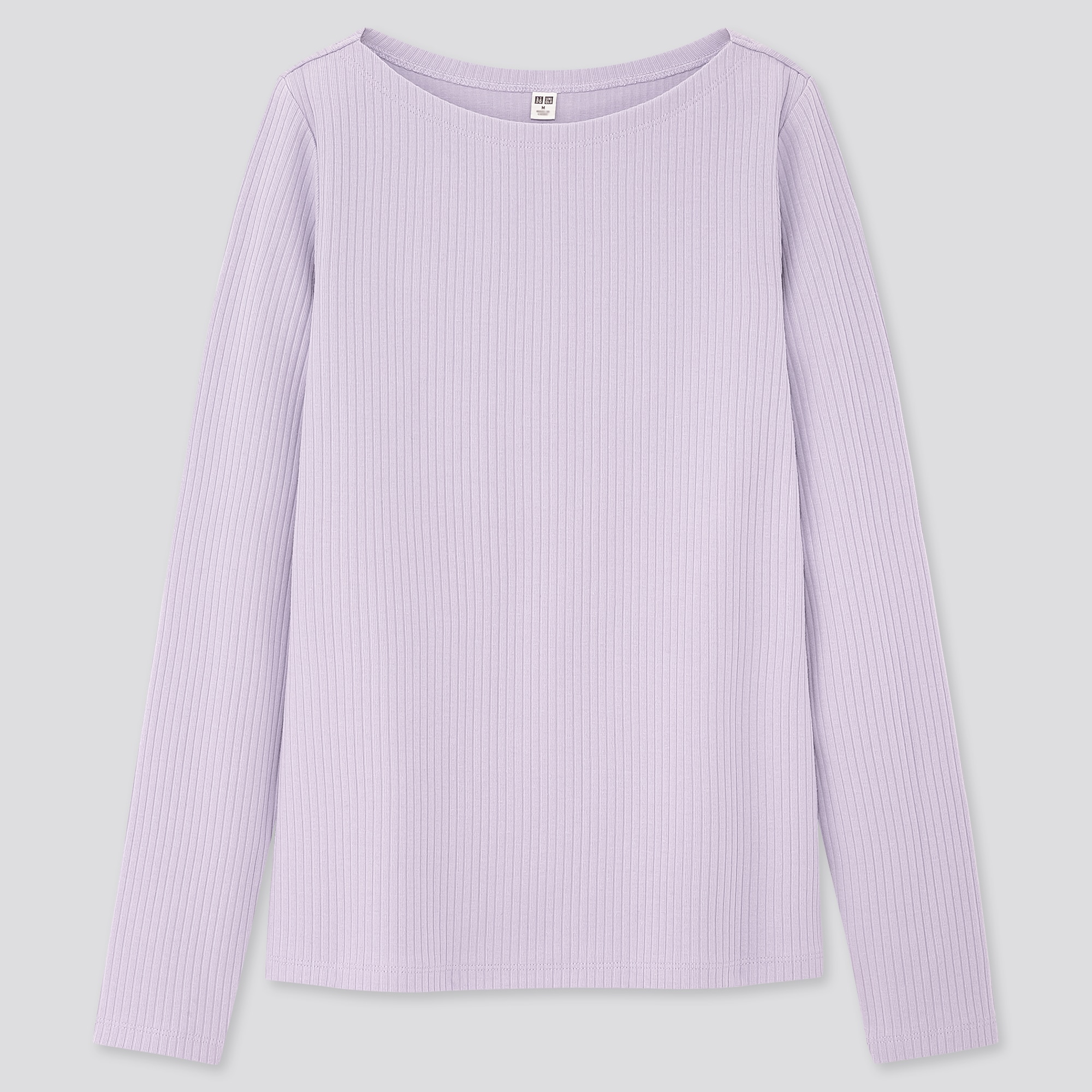 ユニクロ UNIQLO リブボートネックTシャツ - トップス