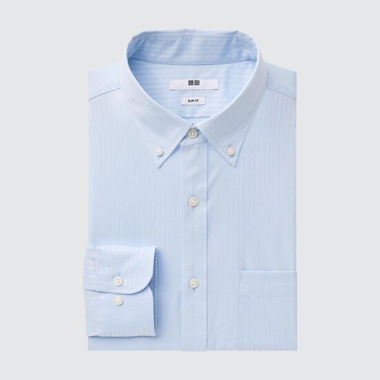 スーパーノンアイロンスリムフィットシャツ セミワイドカラー 長袖 Men ユニクロ