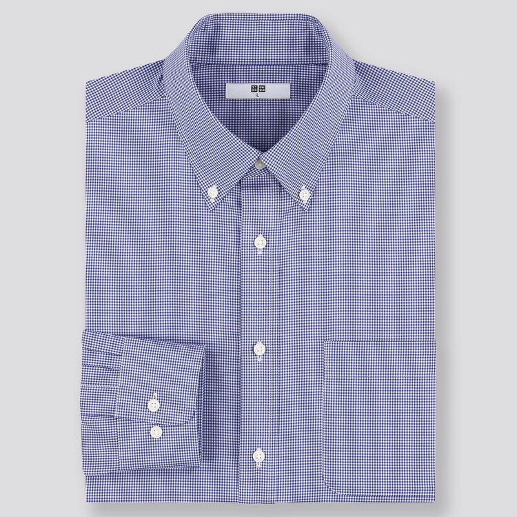 ファインクロスチェックシャツ ボタンダウンカラー 長袖 Men ユニクロ