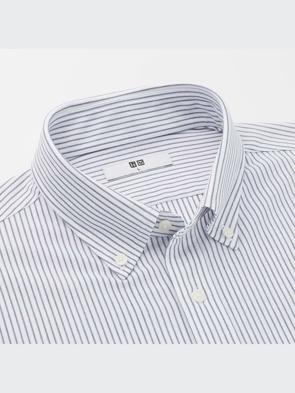 ドライイージーケアコンフォートストライプシャツ（ボタンダウンカラー・半袖）