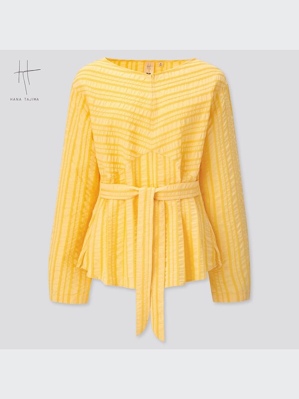 コットンドビーVネックブラウス（長袖）