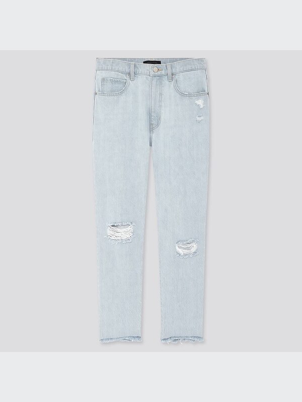 スラウチテーパードアンクルジーンズ（ダメージ・リラックステーパード・丈長め70cm）